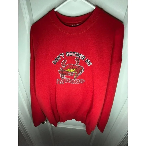 Vintage Y2k "Don't Bother Me I'm Crabby" Crab Animal Swratshirt Mens Large - Picture 2 of 9